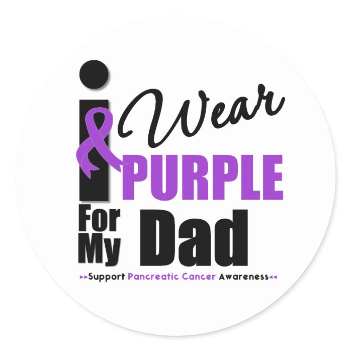 Pancreatic Cancer I Wear Purple Ribbon Dad Sticker