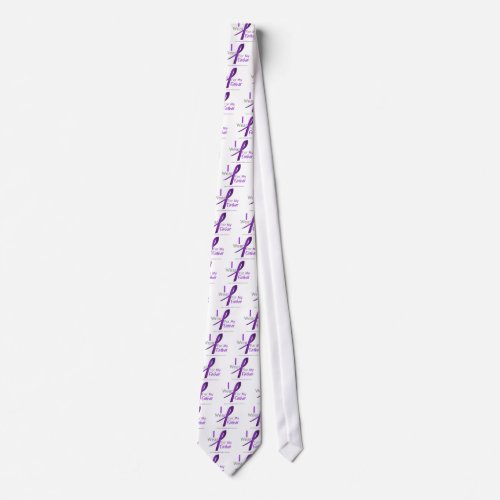 Pancreatic Cancer I Wear Purple Ribbon Father Neck Tie