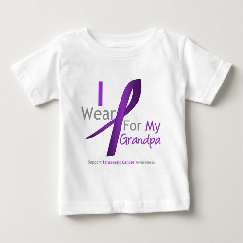 Pancreatic Cancer I Wear Purple Ribbon Grandpa Baby T_Shirt