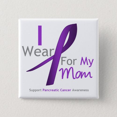 Pancreatic Cancer I Wear Purple Ribbon Mom Pinback Button