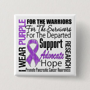Pancreatic Cancer I Wear Purple Ribbon TRIBUTE Button