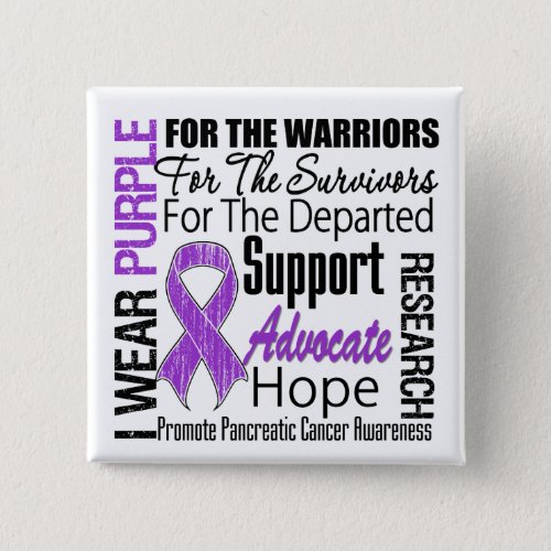 Pancreatic Cancer I Wear Purple Ribbon TRIBUTE Button
