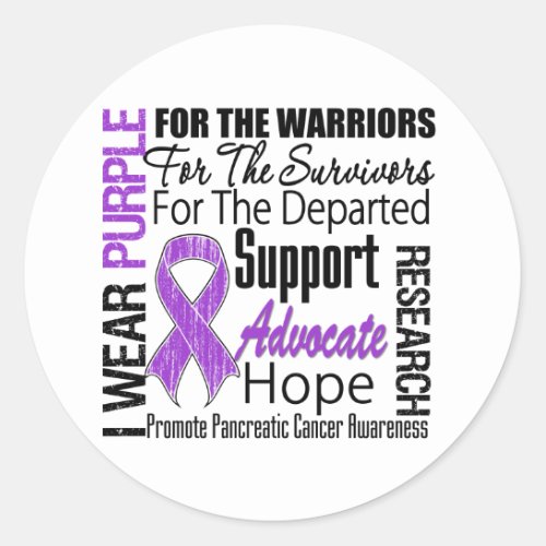 Pancreatic Cancer I Wear Purple Ribbon TRIBUTE Classic Round Sticker