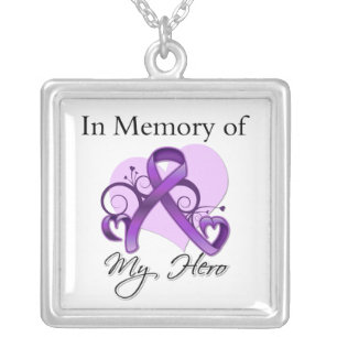 Pancreatic Cancer - In Memory of My Hero Silver Plated Necklace
