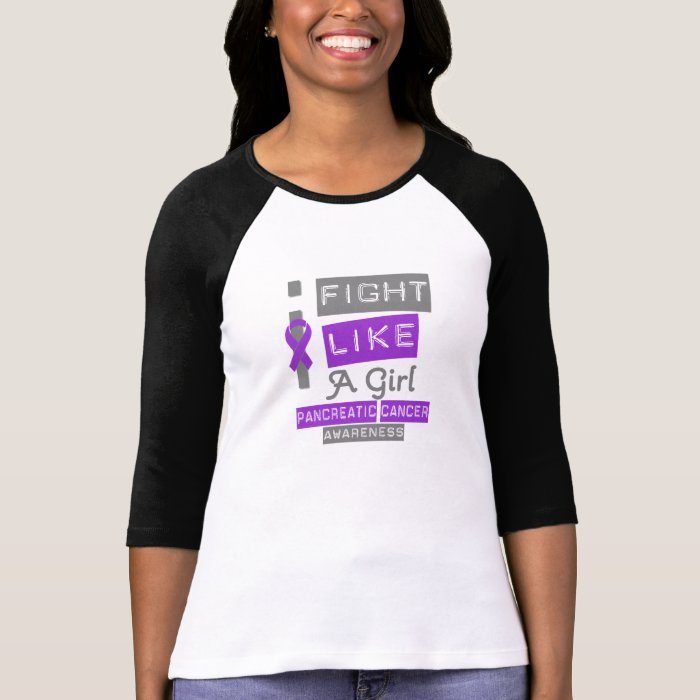 Pancreatic Cancer Label Logo I Fight Like A Girl T Shirt