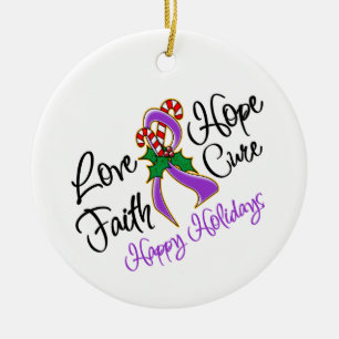 Pancreatic Cancer Love Hope Holidays Ceramic Ornament