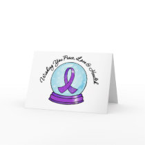 Pancreatic Cancer Merry Christmas Ribbon Snowglobe Holiday Card