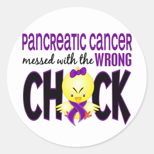 Pancreatic Cancer Messed With The Wrong Chick Classic Round Sticker