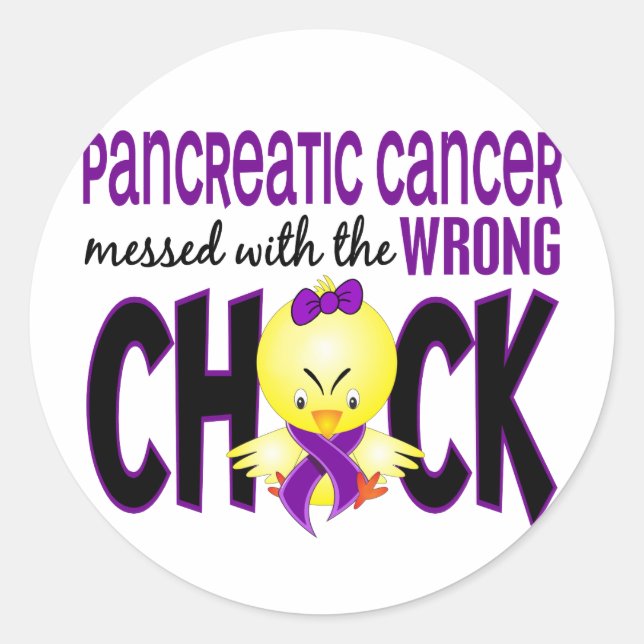 Pancreatic Cancer Messed With The Wrong Chick Classic Round Sticker (Front)
