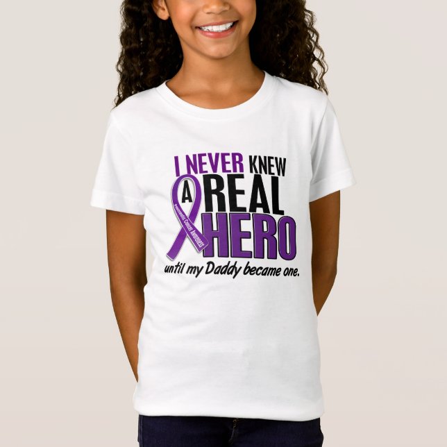 Pancreatic Cancer NEVER KNEW A HERO 2 Daddy T-Shirt (Front)