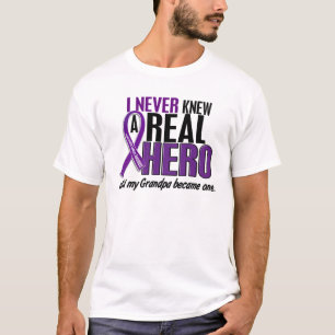 Pancreatic Cancer NEVER KNEW A HERO 2 Grandpa T-Shirt