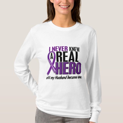 Pancreatic Cancer NEVER KNEW A HERO 2 Husband T_Shirt