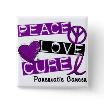 Pancreatic Cancer PEACE LOVE CURE 1 Button