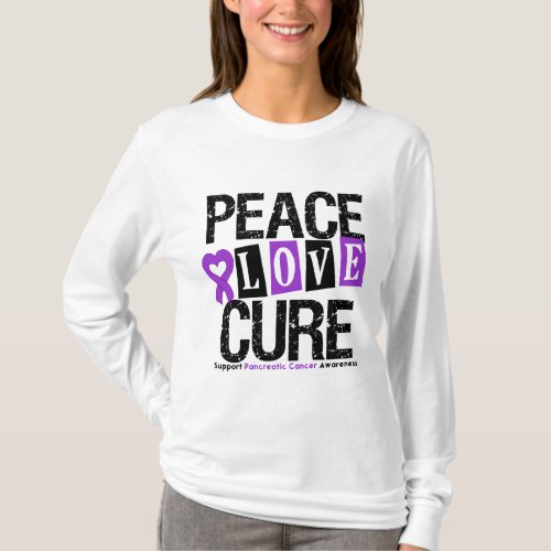Pancreatic Cancer Peace Love Cure T_Shirt