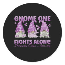 Pancreatic Cancer Purple Gnome Classic Round Sticker