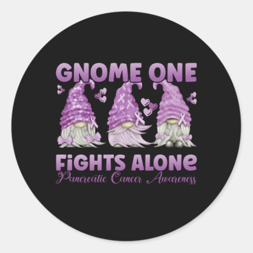 Pancreatic Cancer Purple Gnome Classic Round Sticker