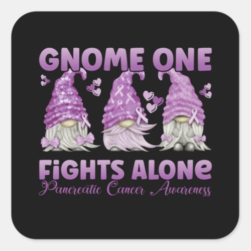 Pancreatic Cancer Purple Gnome Square Sticker