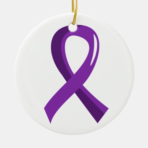 Pancreatic Cancer Purple Ribbon 3 Ceramic Ornament