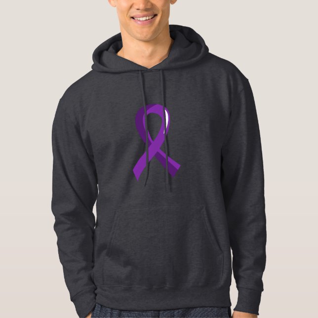 Pancreatic Cancer Purple Ribbon 3 Hoodie (Front)