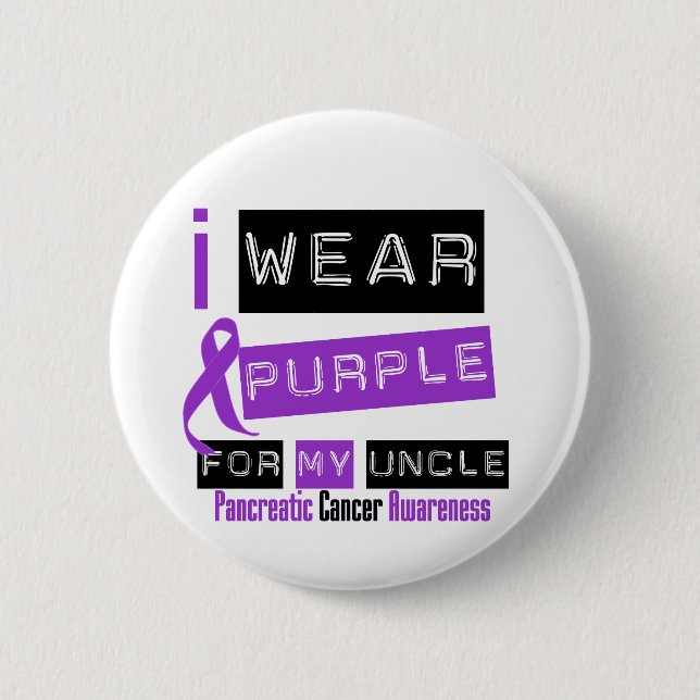 Pancreatic Cancer Purple Ribbon For My Uncle Pinback Button (Front)