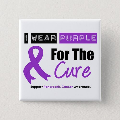Pancreatic Cancer Purple Ribbon For The CURE Pinback Button