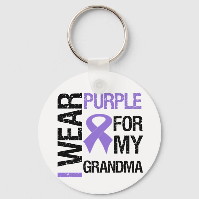 Pancreatic Cancer Purple Ribbon (Grandma) Keychain (Front)