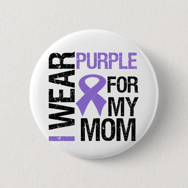 Pancreatic Cancer Purple Ribbon (Mom) Pinback Button (Front)