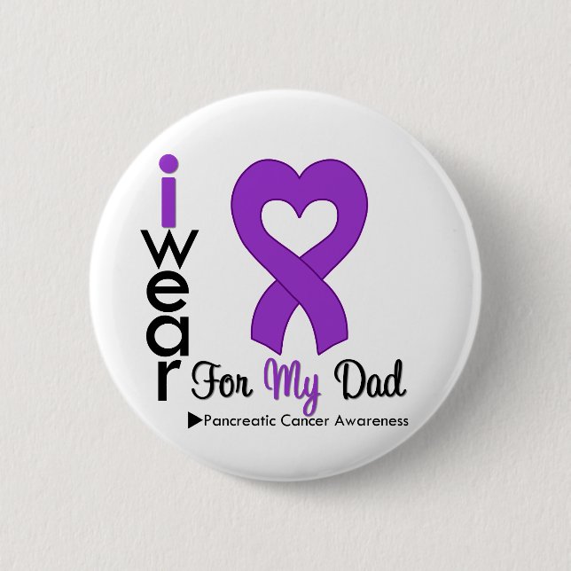 Pancreatic Cancer Purple Ribbon Support Dad Button (Front)