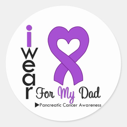 Pancreatic Cancer Purple Ribbon Support Dad Classic Round Sticker