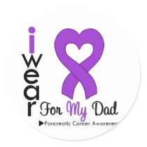 Pancreatic Cancer Purple Ribbon Support Dad Classic Round Sticker