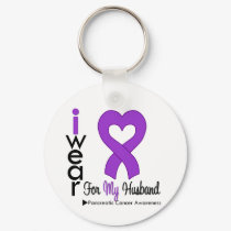Pancreatic Cancer Purple Ribbon Support Husband Keychain