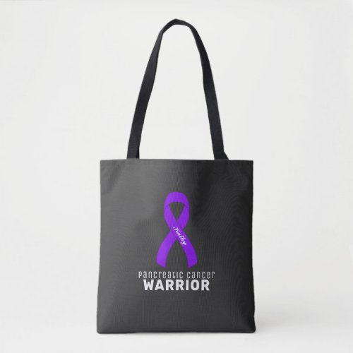 Pancreatic Cancer Ribbon Black Tote Bag