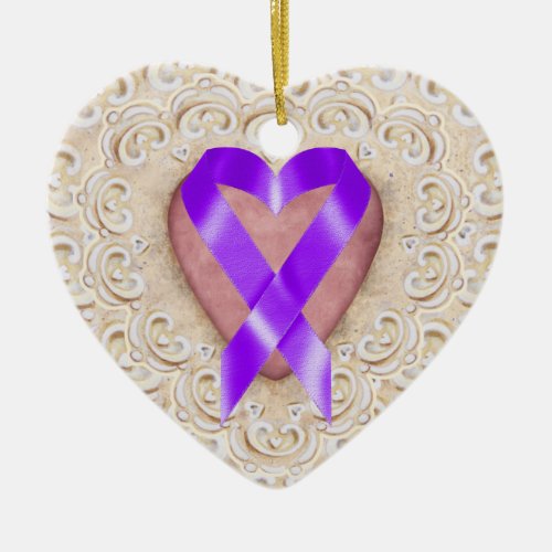 Pancreatic Cancer Ribbon From the Heart _ SRF Ceramic Ornament
