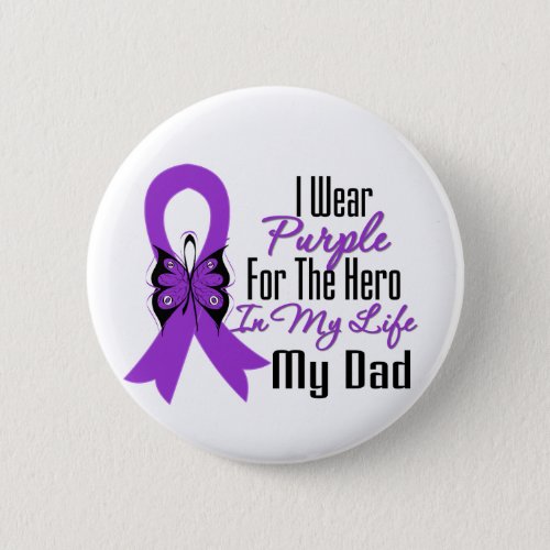 Pancreatic Cancer Ribbon My Hero My Dad Button