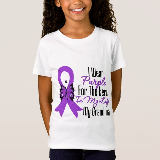 Pancreatic Cancer Ribbon My Hero My Grandma T-Shirt (Front)