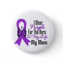 Pancreatic Cancer Ribbon My Hero My Mom Button