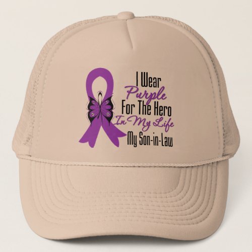 Pancreatic Cancer Ribbon My Hero My Son in Law Trucker Hat