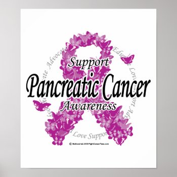 Pancreatic Cancer Ribbon Of Butterflies Poster by fightcancertees at Zazzle
