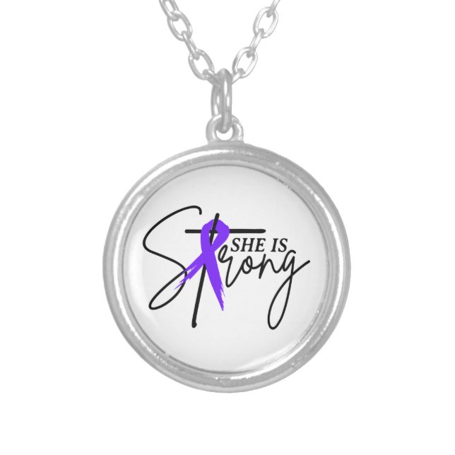Pancreatic Cancer  Silver Plated Necklace (Front)