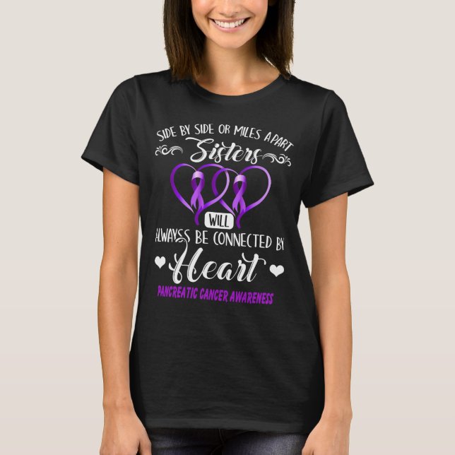 pancreatic cancer sisters connected by heart T-Shirt (Front)