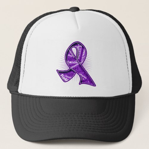 Pancreatic Cancer Slogan Watermark Ribbon Trucker Hat