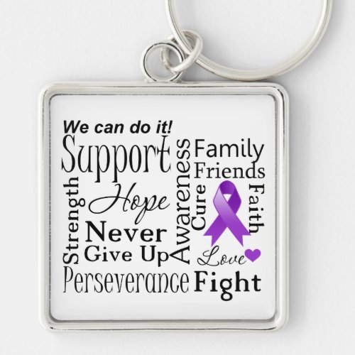 Pancreatic Cancer Supportive Words Keychain