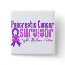 Pancreatic Cancer Survivor Flower Ribbon Pinback Button