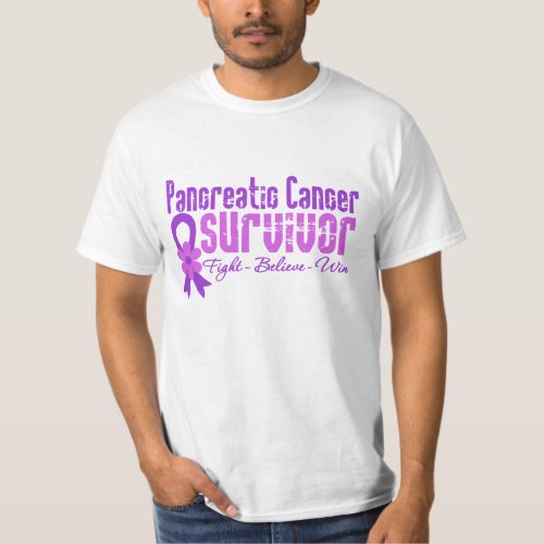 Pancreatic Cancer Survivor Flower Ribbon T_Shirt
