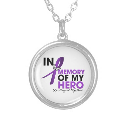 Pancreatic Cancer Tribute In Memory of My Hero Silver Plated Necklace