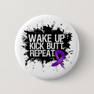 Pancreatic Cancer Wake Up Kick Butt Repeat Pinback Button