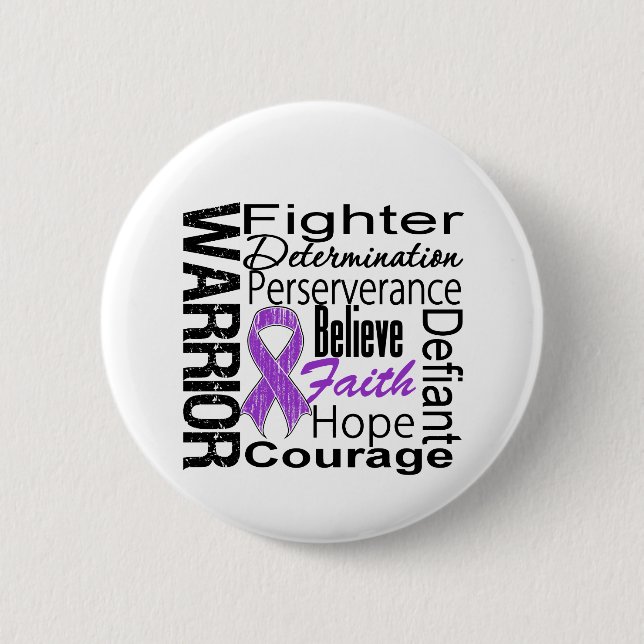 Pancreatic Cancer Warrior Collage Pinback Button (Front)