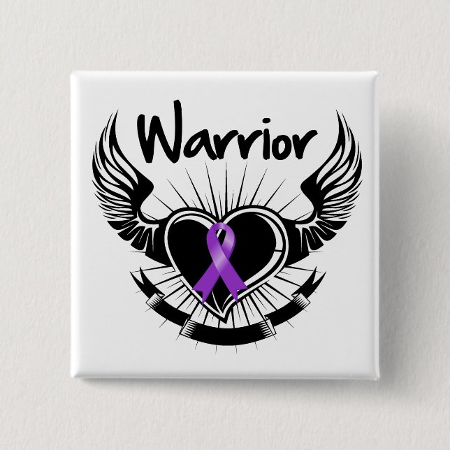 Pancreatic Cancer Warrior Fighter Wings Button (Front)