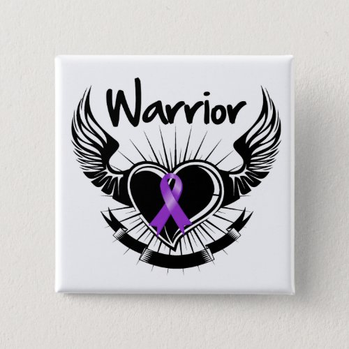 Pancreatic Cancer Warrior Fighter Wings Button