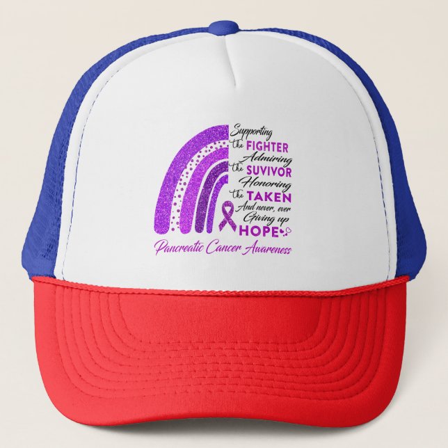 Pancreatic Cancer Warrior Supporting Fighter Trucker Hat (Front)